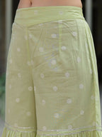 Juniper Women's Lime Green Cambric Floral Print Kurta Sharara Sets | Grocsy
