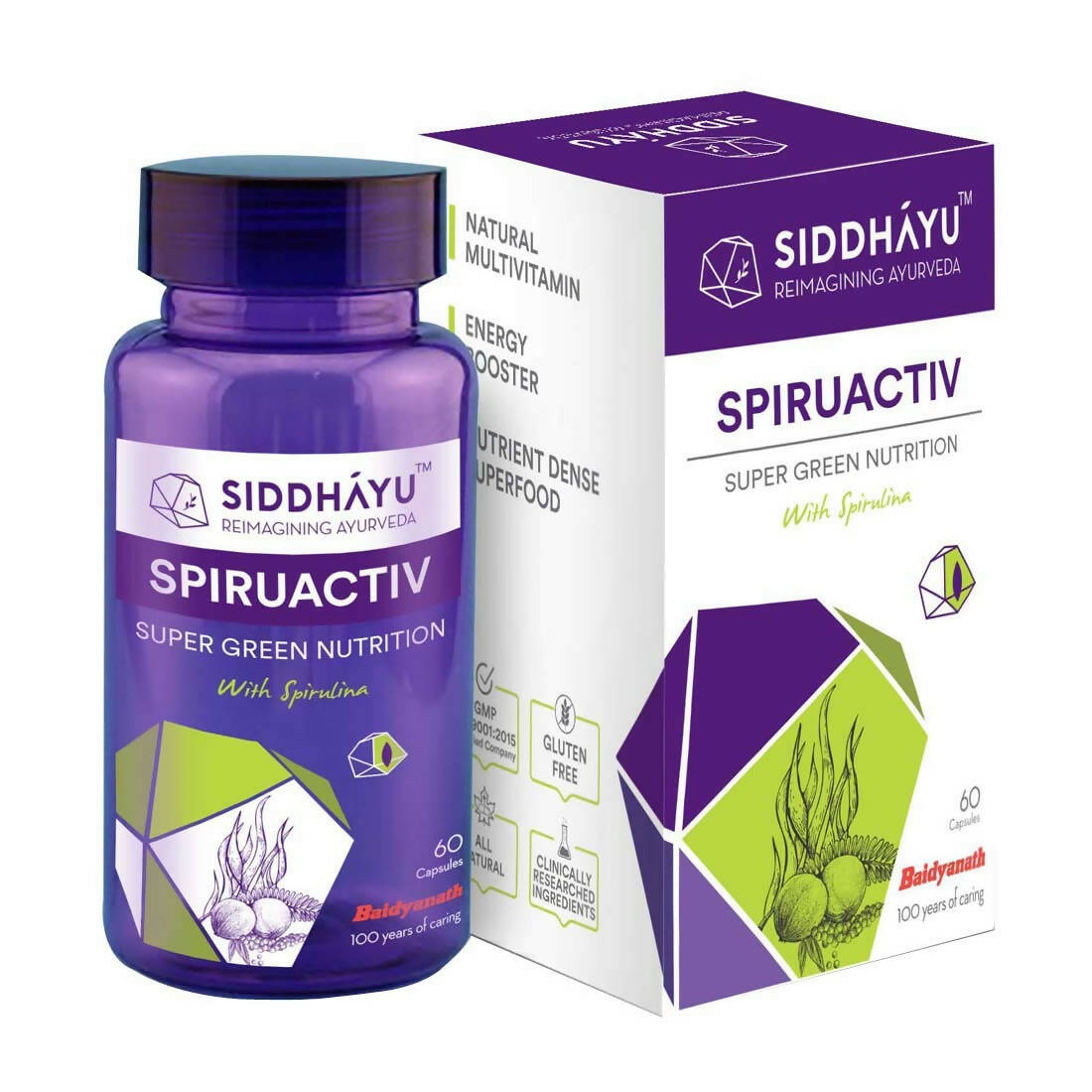 Siddhayu Ayurveda Spiruactiv Capsules with Spirulina | Grocsy