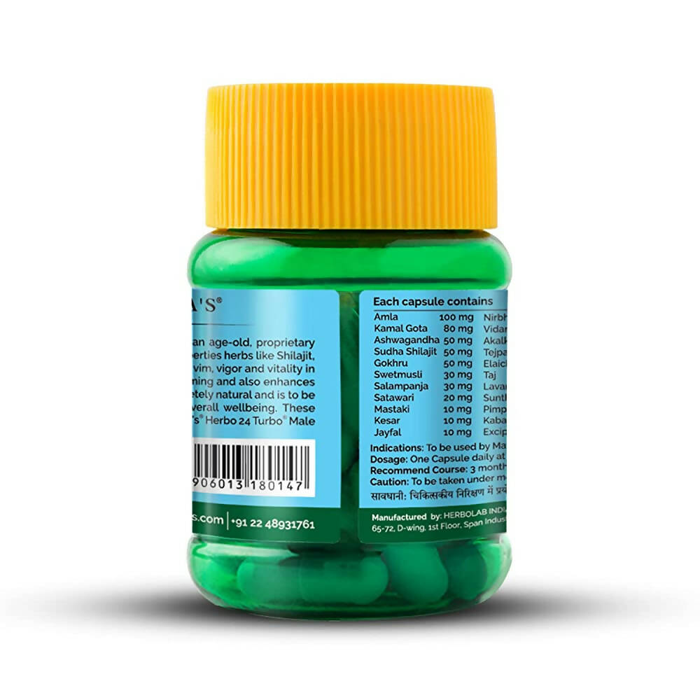 Dr. Vaidya's Herbo 24 Turbo Capsules For Men | Grocsy