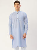 Jompers Men's Beautiful Blue Cotton Solid Kurta Only | Grocsy