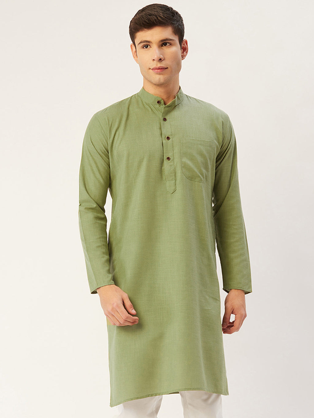 Jompers Men's Pista Cotton Solid Kurta Only | Grocsy