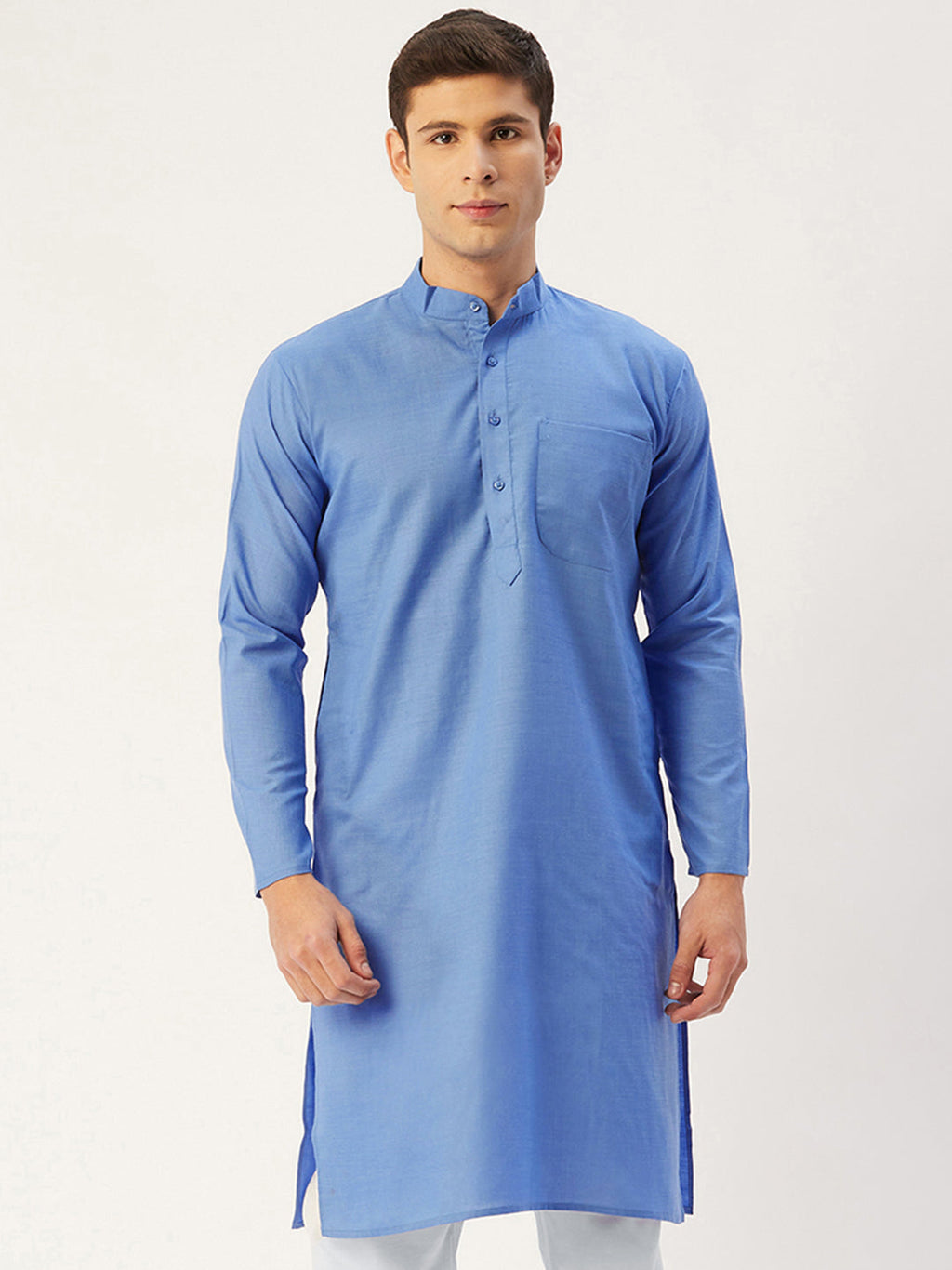 Jompers Men's Blue Cotton Solid Kurta Only | Grocsy