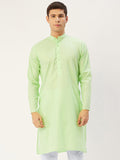 Jompers Men's Lime Cotton Solid Kurta Only | Grocsy
