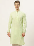 Jompers Men's Green Embroidered Kurta Only | Grocsy
