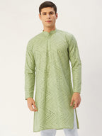 Jompers Men's Pista Embroidered Mirror Work Kurta Only | Grocsy