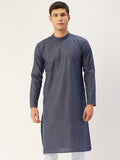 Jompers Men's Navy Cotton printed kurta Only | Grocsy