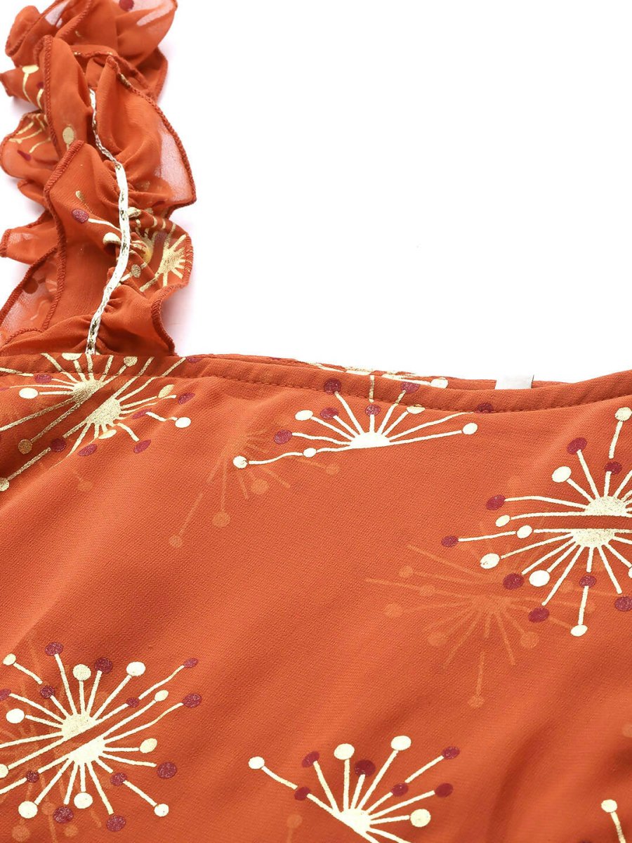 Ahalyaa Women's Traditional wear Tunic - Orange | Grocsy