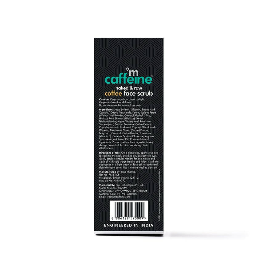 mCaffeine Naked & Raw Coffee Face Scrub with Walnut for Fresh Glow | Grocsy