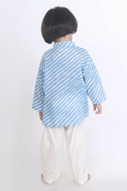 Breathables Kids Cotton Night Suit – Blue Striped Kurta & Pyjama Co-Ord Set For Boys & Girls | Grocsy