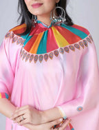 Vastranavya Baby Pink Ready to Wear Festive Print Free Hand Saree | Grocsy
