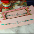Indianvibez Ad Green / Pink Stone Fancy Rakhi | Grocsy