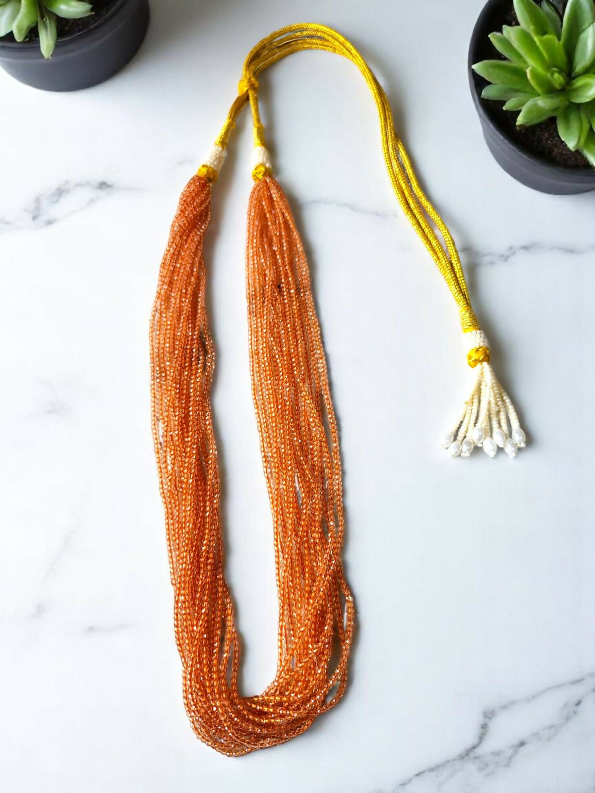 Inhanns Crystal Beads Luxe Edition – Multi-Layered Necklace - Peach | Grocsy