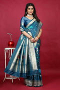 Jyoti Fashion Women's Morpich Paithani Silk Zari Woven Saree with Blouse | Grocsy