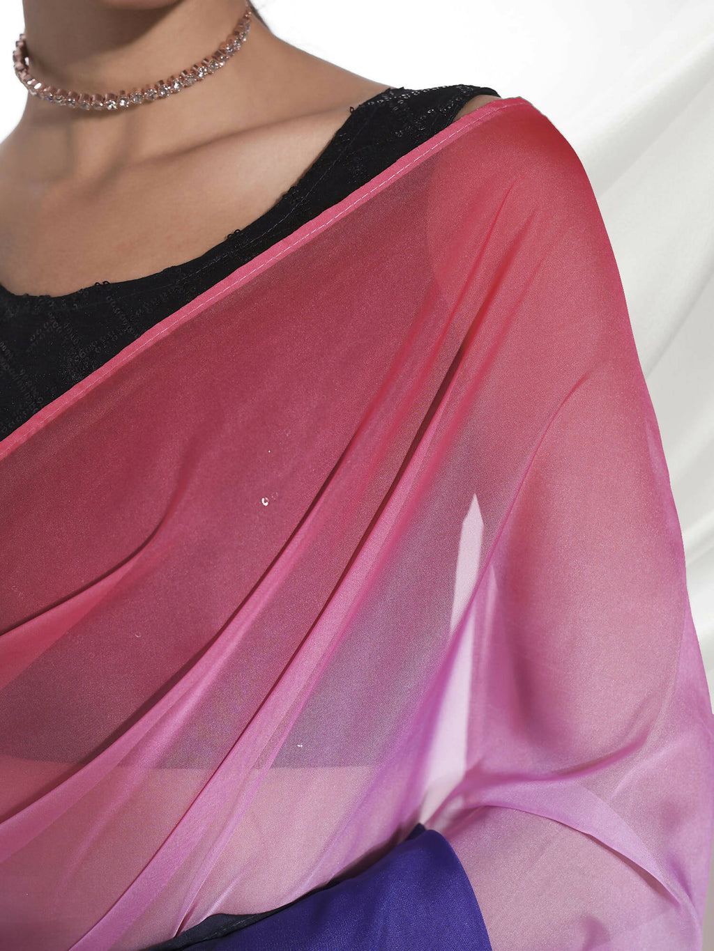 Purple Organza Solid Saree With Unstitched Blouse Piece - Shanaya | Grocsy