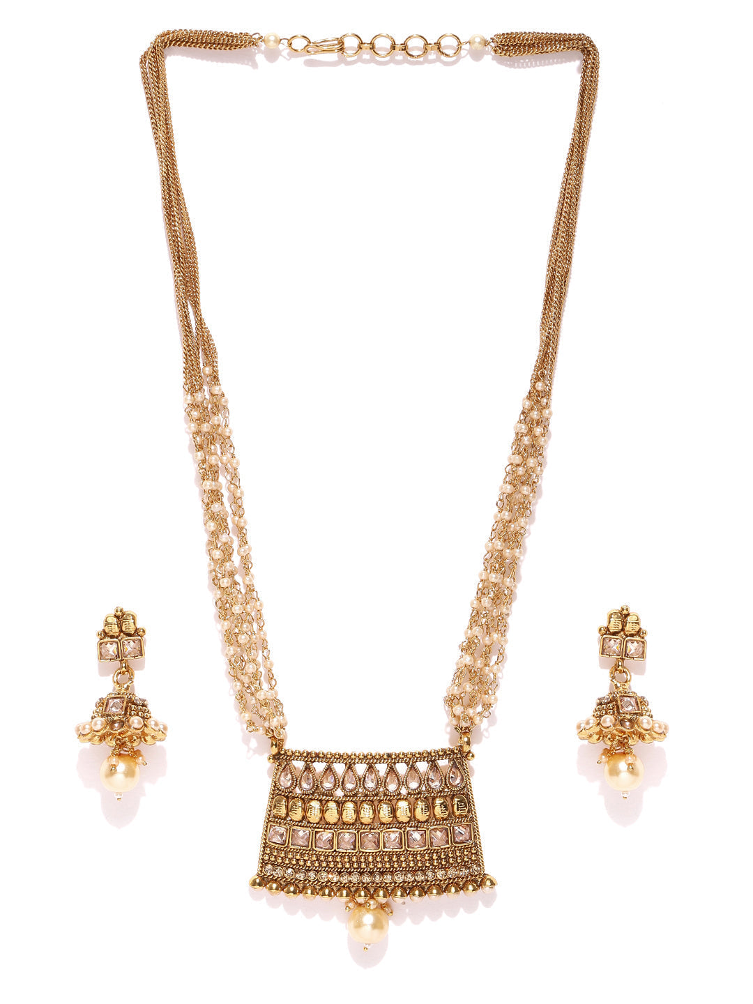 Priyaasi Women Kundan Beads Pearls Gold-Polished Jewellery Set - Swadesiicart