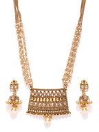 Priyaasi Women Kundan Beads Pearls Gold-Polished Jewellery Set - Swadesiicart