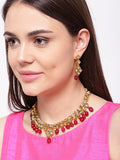 Priyaasi Women Kundan Ruby Gold-Polished Jewellery Set - Noz2Toz