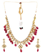 Priyaasi Women Kundan Ruby Gold-Polished Jewellery Set - Swadesiicart
