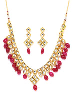 Priyaasi Women Kundan Ruby Gold-Polished Jewellery Set - Swadesiicart