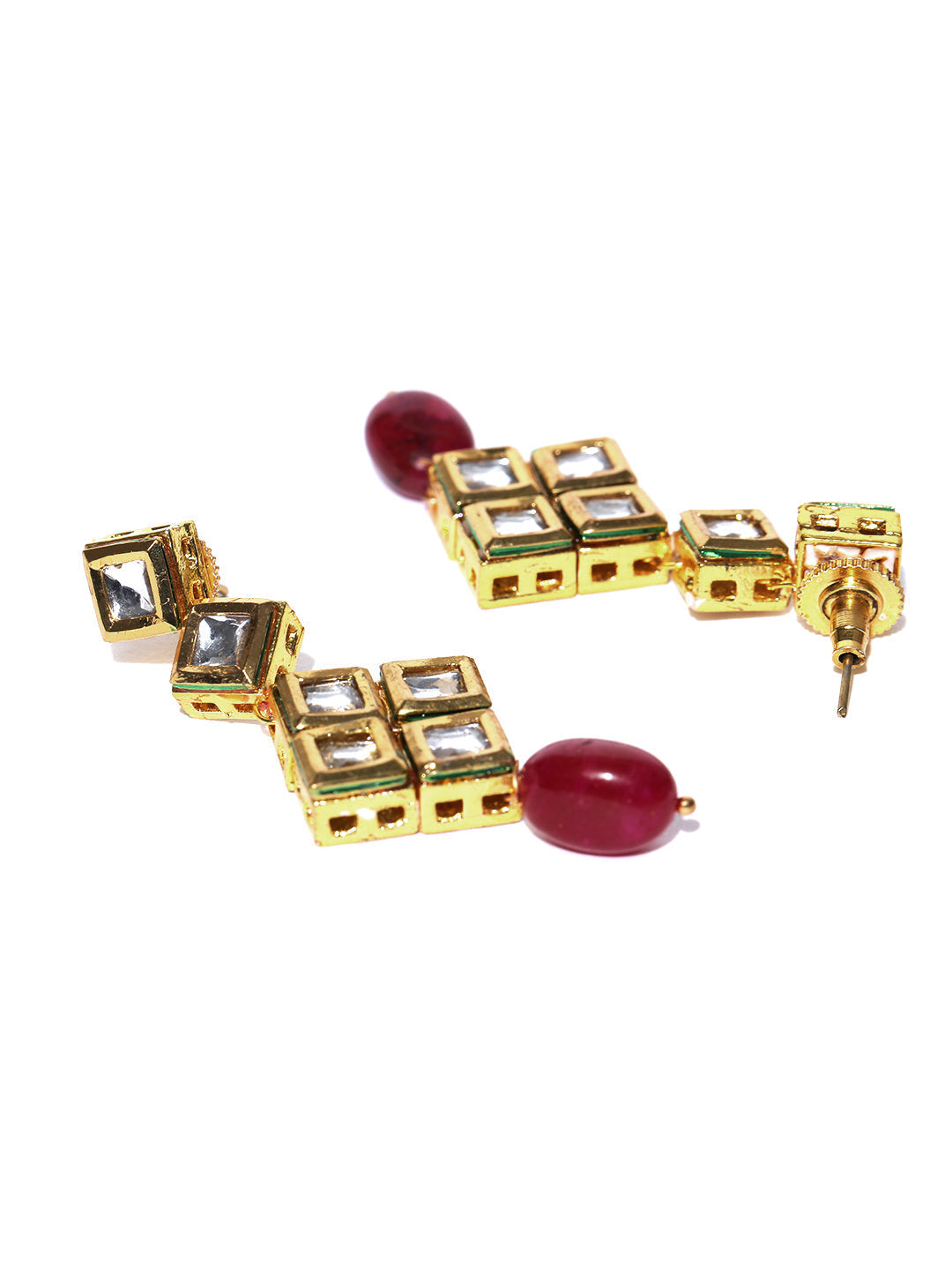 Priyaasi Women Kundan Ruby Gold-Polished Jewellery Set - Swadesiicart