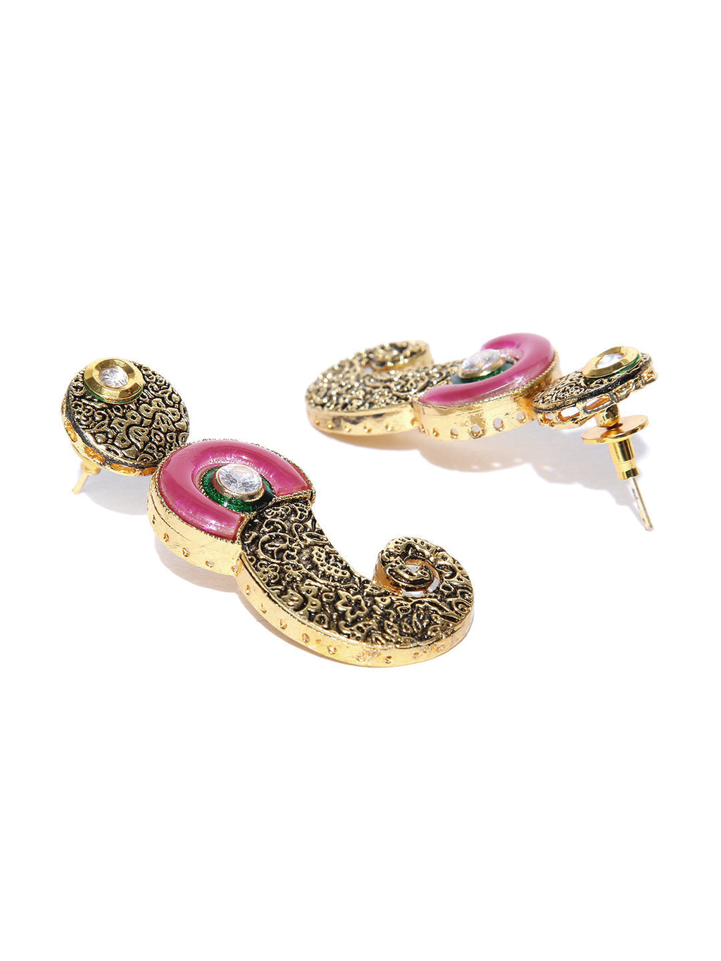 Priyaasi Women Multi-Color Kundan Ruby Emerald Gold-Polished Jewellery Set - Swadesiicart