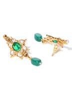 Priyaasi Women Emerald Beads Kundan Gold-Polished Floral Jewellery Set - Swadesiicart