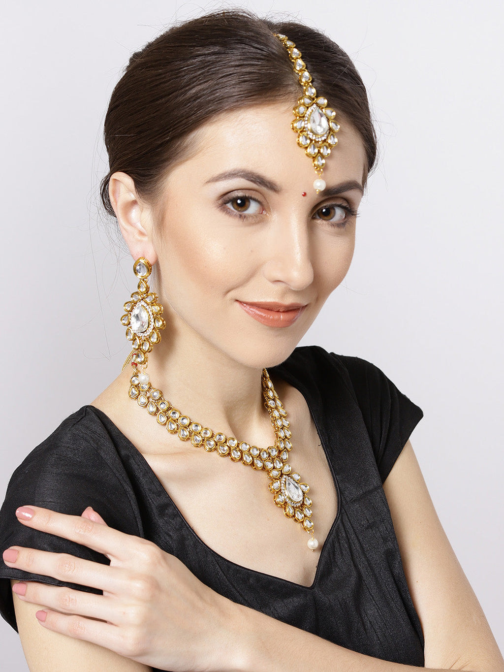 Priyaasi Women Pearls Kundan Gold-Polished Jewellery Set - Noz2Toz