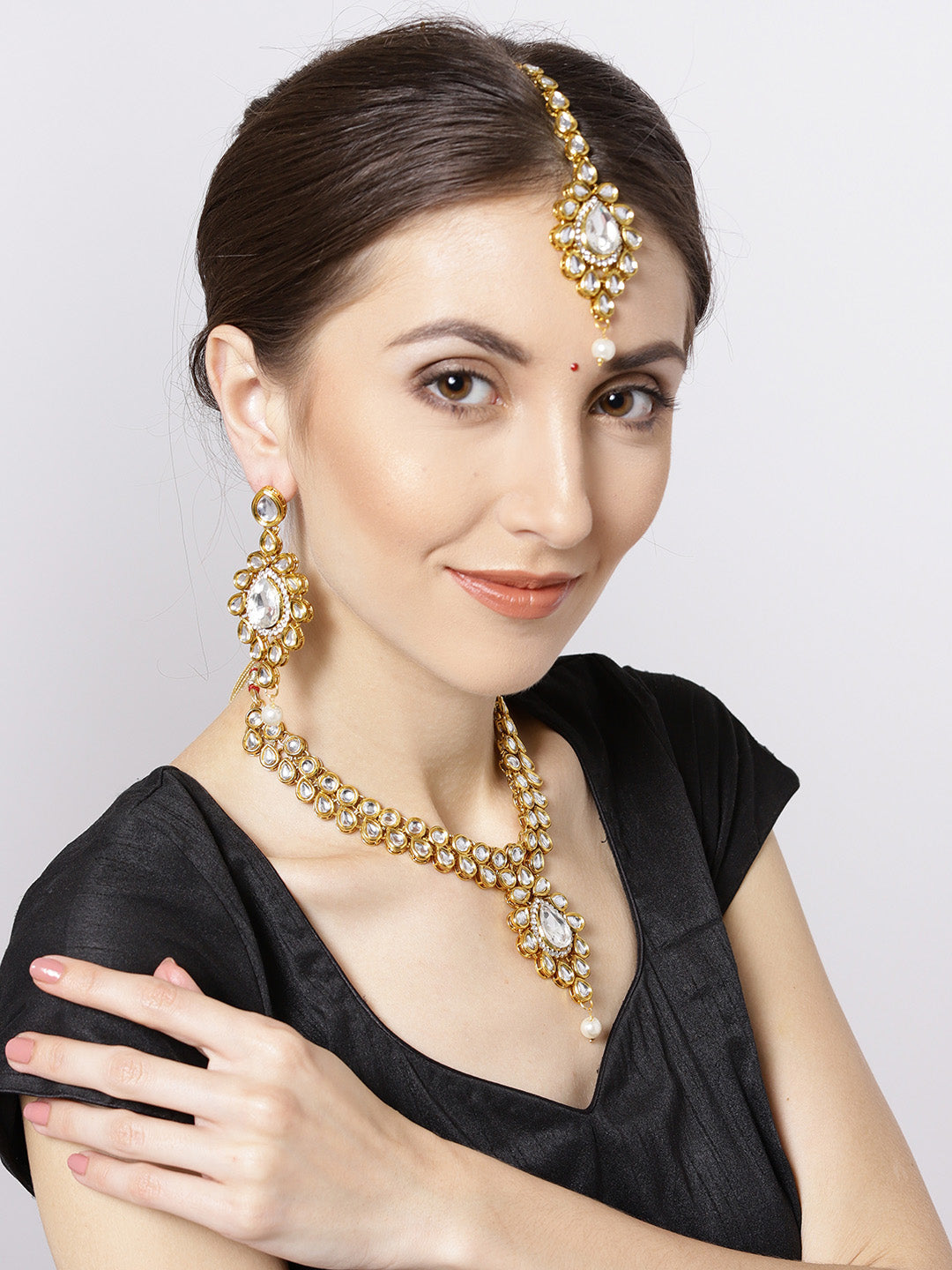 Priyaasi Women Pearls Kundan Gold-Polished Jewellery Set - Noz2Toz