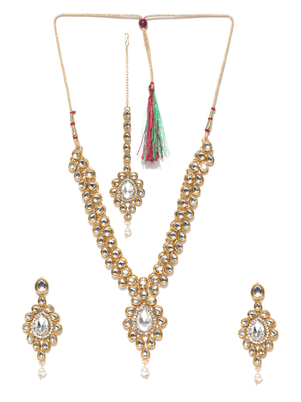 Priyaasi Women Pearls Kundan Gold-Polished Jewellery Set - Swadesiicart