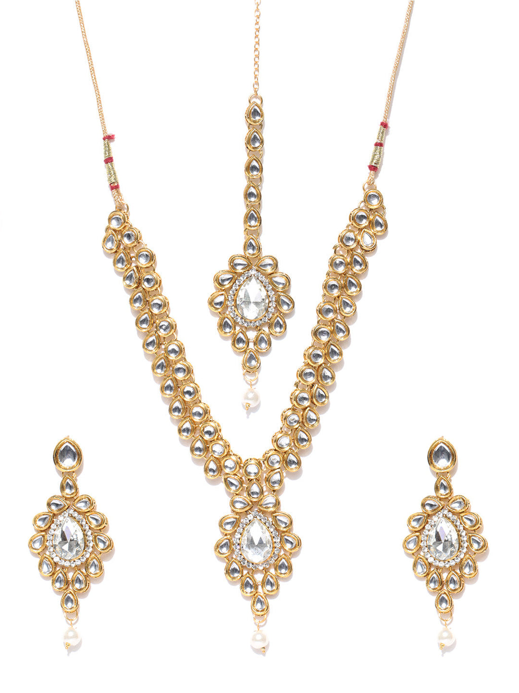 Priyaasi Women Pearls Kundan Gold-Polished Jewellery Set - Swadesiicart