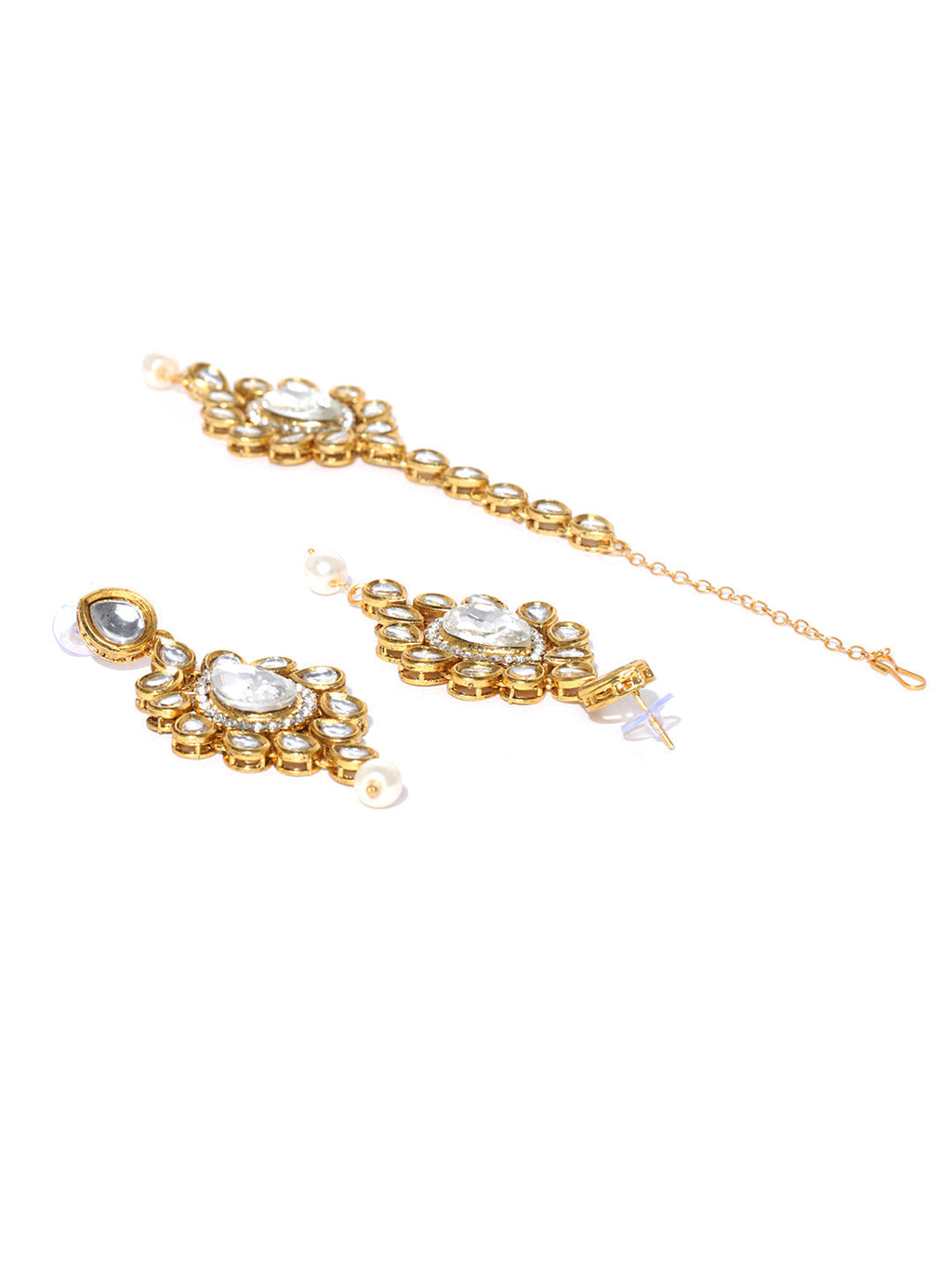 Priyaasi Women Pearls Kundan Gold-Polished Jewellery Set - Swadesiicart