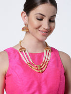 Priyaasi Women White Beads Pearls Gold-Polished Jewellery Set - Noz2Toz