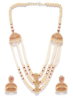 Priyaasi Women White Beads Pearls Gold-Polished Jewellery Set - Swadesiicart