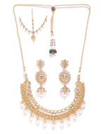 Priyaasi Women Kundan Pearls Gold-Polished MaangTika Jewellery Set - Swadesiicart