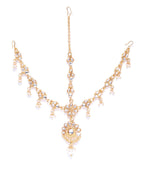 Priyaasi Women Kundan Pearls Gold-Polished MaangTika Jewellery Set - Swadesiicart