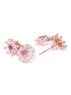 Priyaasi Women Pink Ruby American Diamond Rose Gold-Polished Jewellery Set - Swadesiicart