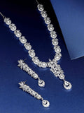 Priyaasi Women American Diamond Pearls Silver Plated Jewellery Set - Noz2Toz
