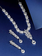 Priyaasi Women American Diamond Pearls Silver Plated Jewellery Set - Noz2Toz