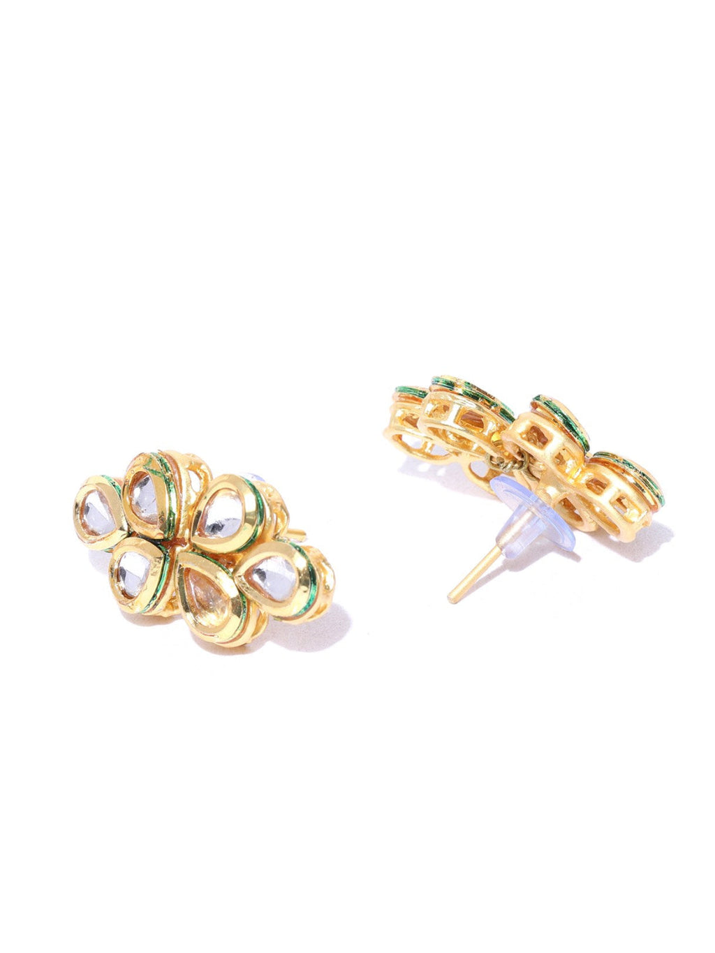 Priyaasi Women Peach Kundan Gold-Polished Meenakari Jewellery Set - Swadesiicart