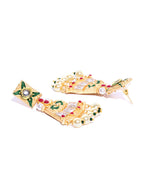 Priyaasi Women Ruby Pearls Stones Gold-Polished Meenakari Jewellery Set - Swadesiicart