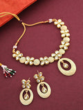 Priyaasi Women Sea Green Kundan Gold-Polished Meenakari Jewellery Set - Noz2Toz