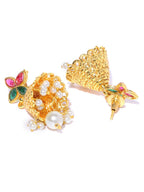 Priyaasi Women White Beads Ruby Emerlad Gold-Polished Jewellery Set - Swadesiicart