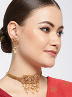 Priyaasi Women Kundan Pearls Beads Gold-Polished Jewellery Set - Swadesiicart