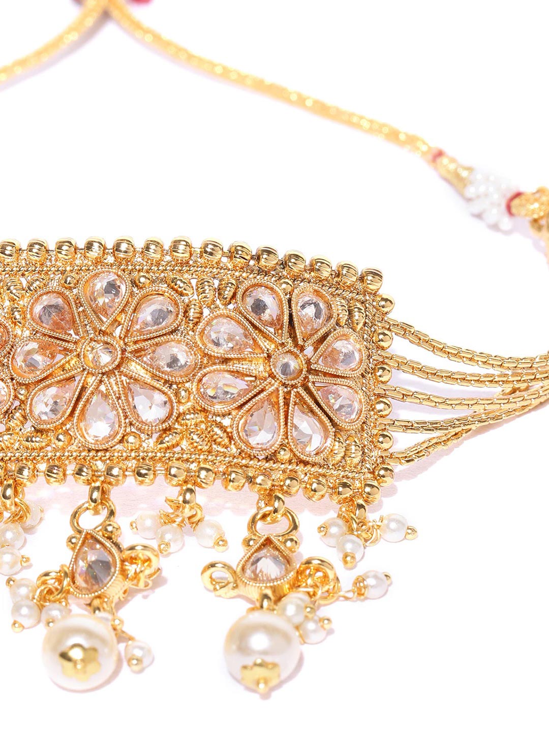 Priyaasi Women Kundan Pearls Beads Gold-Polished Jewellery Set - Swadesiicart