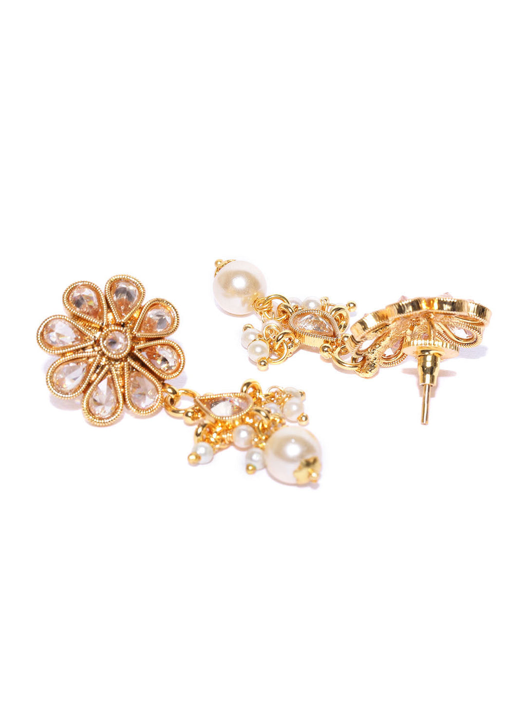 Priyaasi Women Kundan Pearls Beads Gold-Polished Jewellery Set - Swadesiicart