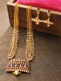 Priyaasi Women White Beads Kundan Ruby Gold-Polished Multistrand Jewellery Set - Noz2Toz