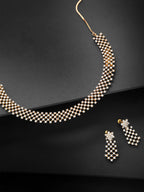 Priyaasi Women American Diamond Gold-Polished Geometric Jewellery Set - Noz2Toz