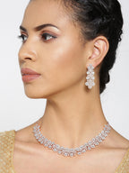 Priyaasi Women American Diamond Rose Gold-Polished Geometric Jewellery Set - Swadesiicart
