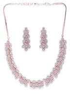 Priyaasi Women American Diamond Rose Gold-Polished Geometric Jewellery Set - Swadesiicart