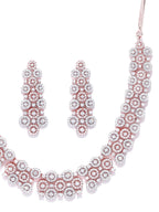 Priyaasi Women American Diamond Rose Gold-Polished Geometric Jewellery Set - Swadesiicart